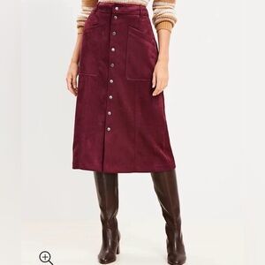 Loft faux suede moto midi pocket skirt